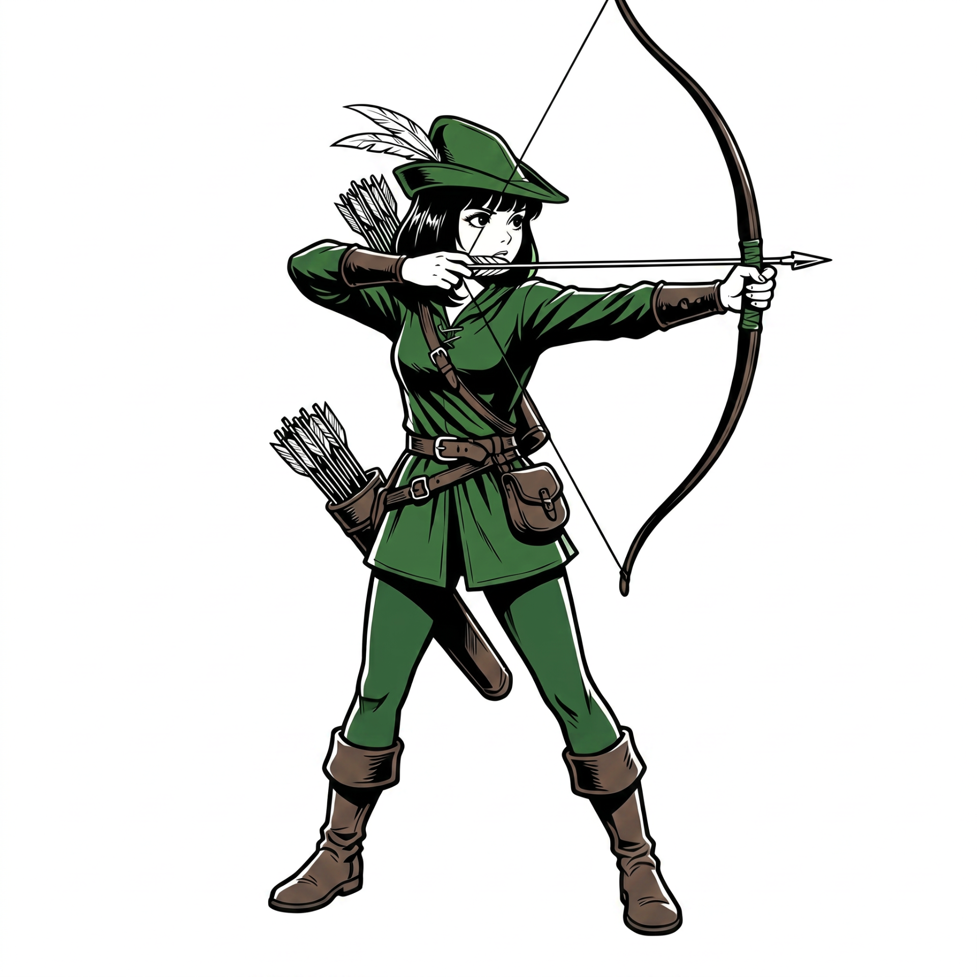 Nous' Hood scout drawing her bow